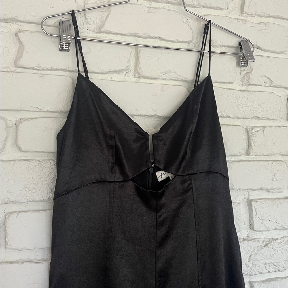NWT Free People Abbie Satin Wide Leg Jumpsuit in Black, Size 2 - Picture 7 of 8